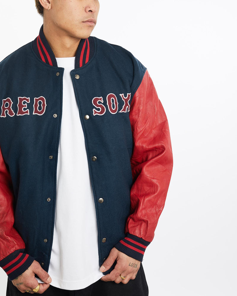 Vintage, MLB, Boston, Red, Sox, Varsity, Jacket, The Real Deal, size extra large, colour Multicolour, newtown, sydney, australia, thrift store, opshop, preloved, secondhand, sustainable, retro, antique, 70s, 80s, 90s, 2000s, 00s, fashion, clothing, streetwear, trendy, garment, style, boutique, store, shop, archive, sale, cheap, best, top, Jackets