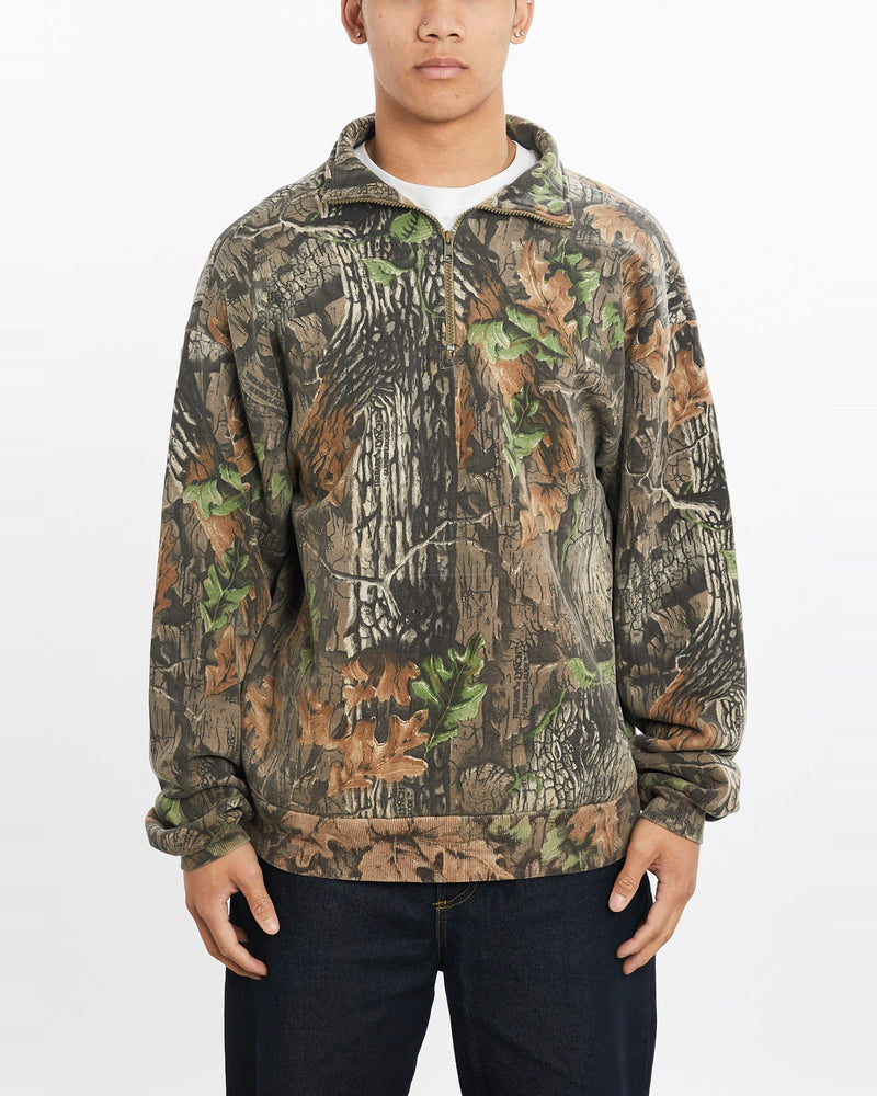 Vintage, Realtree, Camo, Quarter, Zip, Sweatshirt, The Real Deal, size large, colour Brown, newtown, sydney, australia, thrift store, opshop, preloved, secondhand, sustainable, retro, antique, 70s, 80s, 90s, 2000s, 00s, fashion, clothing, streetwear, trendy, garment, style, boutique, store, shop, archive, sale, cheap, best, top, Sweats and hoodies