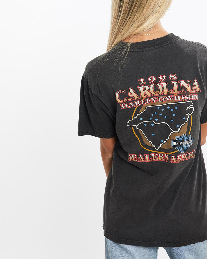 Vintage, 1998, Harley, Davidson, Tee, The Real Deal, size extra small, colour Black, newtown, sydney, australia, thrift store, opshop, preloved, secondhand, sustainable, retro, antique, 70s, 80s, 90s, 2000s, 00s, fashion, clothing, streetwear, trendy, garment, style, boutique, store, shop, archive, sale, cheap, best, top, T-Shirts