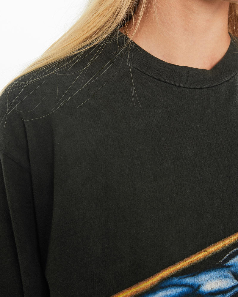 Vintage, 90s, Javelin, Throwing, Sport, Tee, The Real Deal, size medium, colour Black, newtown, sydney, australia, thrift store, opshop, preloved, secondhand, sustainable, retro, antique, 70s, 80s, 90s, 2000s, 00s, fashion, clothing, streetwear, trendy, garment, style, boutique, store, shop, archive, sale, cheap, best, top, T-Shirts