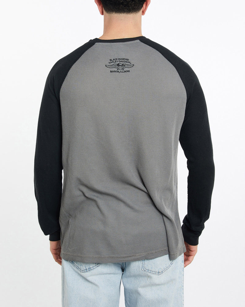 Vintage, Harley, Davidson, Long, Sleeve, Thermal, Tee, The Real Deal, size extra large, colour Multicolour, newtown, sydney, australia, thrift store, opshop, preloved, secondhand, sustainable, retro, antique, 70s, 80s, 90s, 2000s, 00s, fashion, clothing, streetwear, trendy, garment, style, boutique, store, shop, archive, sale, cheap, best, top, T-Shirts