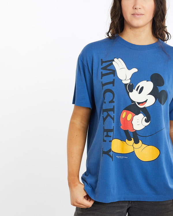Vintage, 80s, Disney, Mickey, Mouse, Tee, The Real Deal, size medium, colour Blue, newtown, sydney, australia, thrift store, opshop, preloved, secondhand, sustainable, retro, antique, 70s, 80s, 90s, 2000s, 00s, fashion, clothing, streetwear, trendy, garment, style, boutique, store, shop, archive, sale, cheap, best, top, T-Shirts