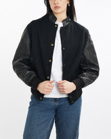 Vintage, 90s, Varsity, Jacket, The Real Deal, size medium, colour Black, newtown, sydney, australia, thrift store, opshop, preloved, secondhand, sustainable, retro, antique, 70s, 80s, 90s, 2000s, 00s, fashion, clothing, streetwear, trendy, garment, style, boutique, store, shop, archive, sale, cheap, best, top, Jackets