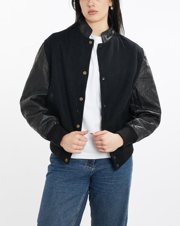 Vintage, 90s, Varsity, Jacket, The Real Deal, size medium, colour Black, newtown, sydney, australia, thrift store, opshop, preloved, secondhand, sustainable, retro, antique, 70s, 80s, 90s, 2000s, 00s, fashion, clothing, streetwear, trendy, garment, style, boutique, store, shop, archive, sale, cheap, best, top, Jackets