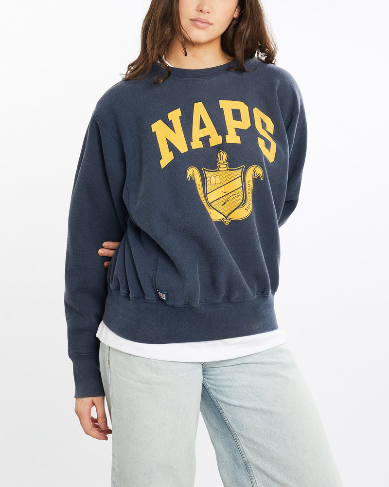 Vintage, 90s, NAPS, Sweatshirt, The Real Deal, size medium, colour Blue, newtown, sydney, australia, thrift store, opshop, preloved, secondhand, sustainable, retro, antique, 70s, 80s, 90s, 2000s, 00s, fashion, clothing, streetwear, trendy, garment, style, boutique, store, shop, archive, sale, cheap, best, top, Sweats and hoodies