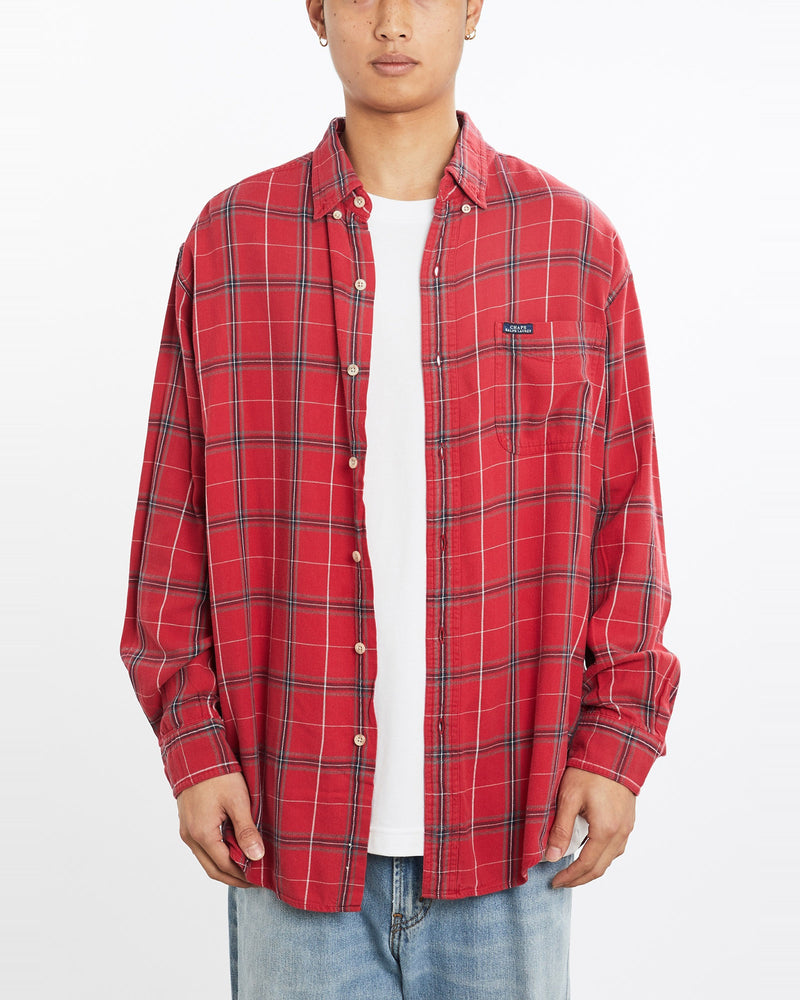 Vintage, 90s, Chaps, Ralph, Lauren, Flannelette, Button, Up, Shirt, The Real Deal, size large, colour Red, newtown, sydney, australia, thrift store, opshop, preloved, secondhand, sustainable, retro, antique, 70s, 80s, 90s, 2000s, 00s, fashion, clothing, streetwear, trendy, garment, style, boutique, store, shop, archive, sale, cheap, best, top, Shirts