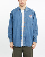 Vintage, 90s, Harley, Davidson, Denim, Button, Up, Shirt, The Real Deal, size extra large, colour Blue, newtown, sydney, australia, thrift store, opshop, preloved, secondhand, sustainable, retro, antique, 70s, 80s, 90s, 2000s, 00s, fashion, clothing, streetwear, trendy, garment, style, boutique, store, shop, archive, sale, cheap, best, top, Shirts