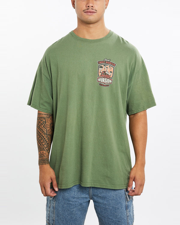 Vintage, Jeep, Invasion', Tee, The Real Deal, size extra large, colour Green, newtown, sydney, australia, thrift store, opshop, preloved, secondhand, sustainable, retro, antique, 70s, 80s, 90s, 2000s, 00s, fashion, clothing, streetwear, trendy, garment, style, boutique, store, shop, archive, sale, cheap, best, top, T-Shirts