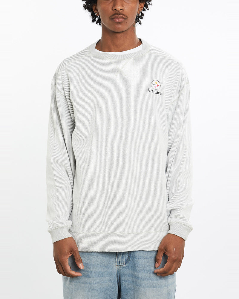 Vintage, NFL, Pittsburgh, Steelers, Sweatshirt, The Real Deal, size large, colour Grey, newtown, sydney, australia, thrift store, opshop, preloved, secondhand, sustainable, retro, antique, 70s, 80s, 90s, 2000s, 00s, fashion, clothing, streetwear, trendy, garment, style, boutique, store, shop, archive, sale, cheap, best, top, Sweats and hoodies