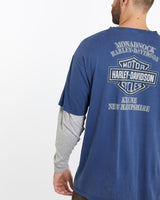 Vintage, Harley, Davidson, Long, Sleeve, Tee, The Real Deal, size extra large, colour Blue, newtown, sydney, australia, thrift store, opshop, preloved, secondhand, sustainable, retro, antique, 70s, 80s, 90s, 2000s, 00s, fashion, clothing, streetwear, trendy, garment, style, boutique, store, shop, archive, sale, cheap, best, top, T-Shirts