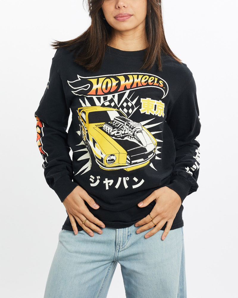 Vintage, Hot, Wheels, Long, Sleeve, Tee, The Real Deal, size double extra small, colour Black, newtown, sydney, australia, thrift store, opshop, preloved, secondhand, sustainable, retro, antique, 70s, 80s, 90s, 2000s, 00s, fashion, clothing, streetwear, trendy, garment, style, boutique, store, shop, archive, sale, cheap, best, top, T-Shirts
