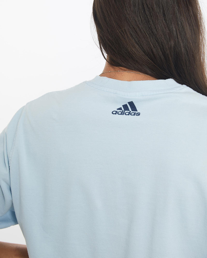 Vintage, 90s, Adidas, Tee, The Real Deal, size small, colour Blue, newtown, sydney, australia, thrift store, opshop, preloved, secondhand, sustainable, retro, antique, 70s, 80s, 90s, 2000s, 00s, fashion, clothing, streetwear, trendy, garment, style, boutique, store, shop, archive, sale, cheap, best, top, T-Shirts