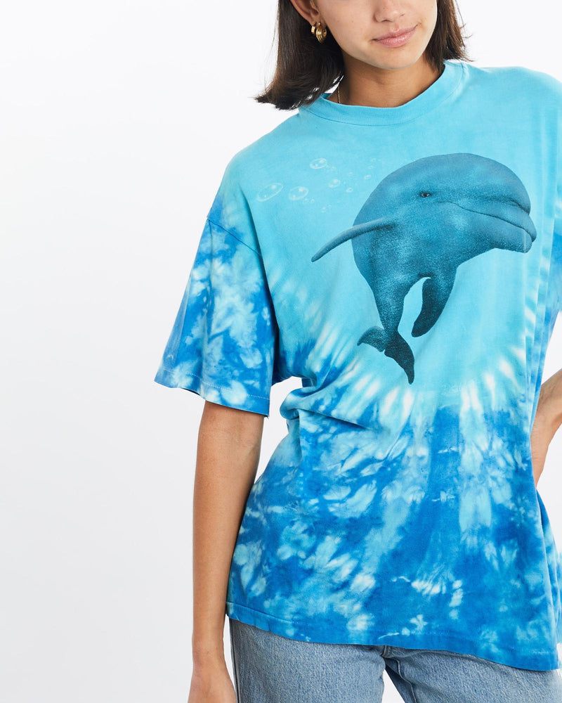 Vintage, 90s, Dolphin, Wildlife, Tie, Dye, Tee, The Real Deal, size small, colour Blue, newtown, sydney, australia, thrift store, opshop, preloved, secondhand, sustainable, retro, antique, 70s, 80s, 90s, 2000s, 00s, fashion, clothing, streetwear, trendy, garment, style, boutique, store, shop, archive, sale, cheap, best, top, T-Shirts