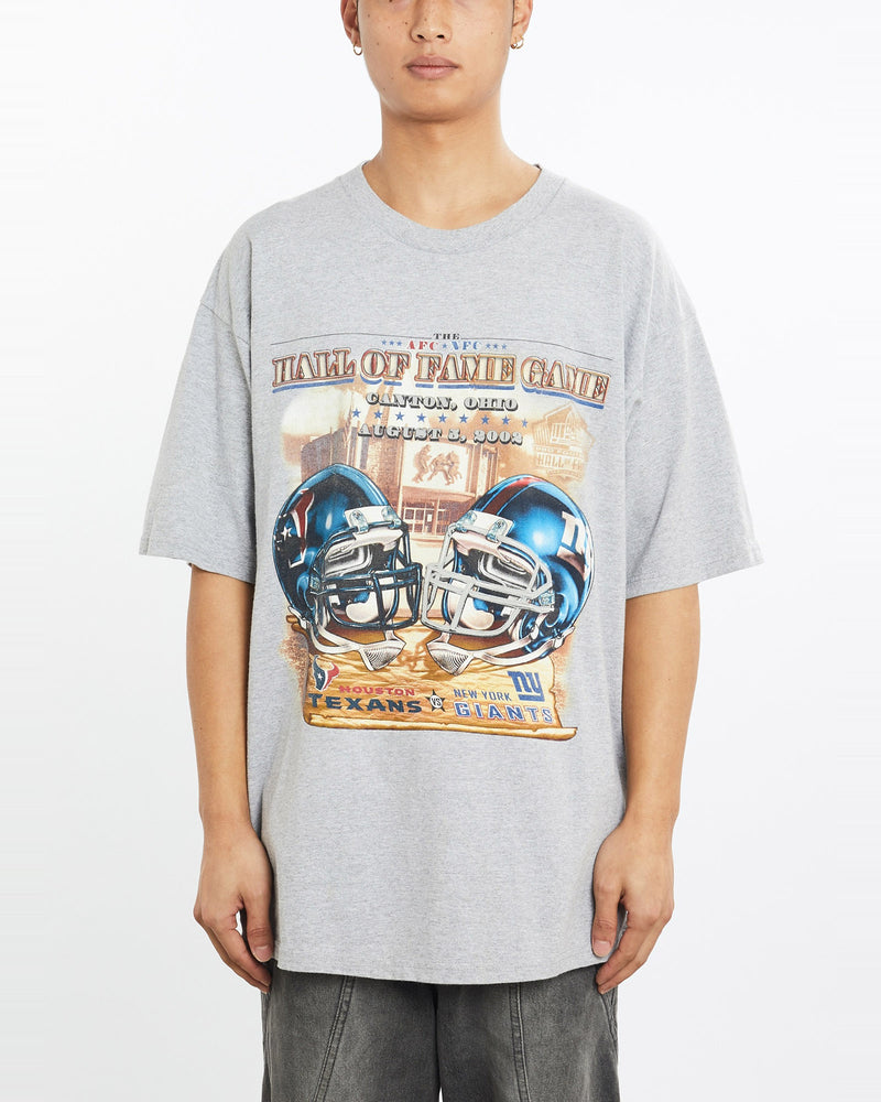 Vintage, NFL, Texans, vs, Giants, Tee, The Real Deal, size extra large, colour Grey, newtown, sydney, australia, thrift store, opshop, preloved, secondhand, sustainable, retro, antique, 70s, 80s, 90s, 2000s, 00s, fashion, clothing, streetwear, trendy, garment, style, boutique, store, shop, archive, sale, cheap, best, top, T-Shirts