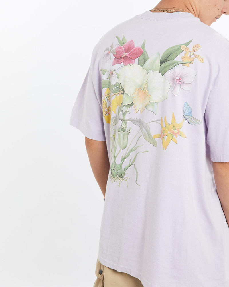 Vintage, 90s, Orchids, Wildlife, Tee, The Real Deal, size extra large, colour Purple, newtown, sydney, australia, thrift store, opshop, preloved, secondhand, sustainable, retro, antique, 70s, 80s, 90s, 2000s, 00s, fashion, clothing, streetwear, trendy, garment, style, boutique, store, shop, archive, sale, cheap, best, top, T-Shirts