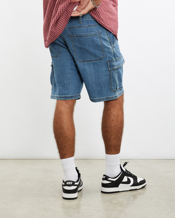 Vintage, Wrangler, Denim, Cargo, Shorts, The Real Deal, size 36", colour Blue, newtown, sydney, australia, thrift store, opshop, preloved, secondhand, sustainable, retro, antique, 70s, 80s, 90s, 2000s, 00s, fashion, clothing, streetwear, trendy, garment, style, boutique, store, shop, archive, sale, cheap, best, top, Shorts