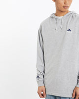 Vintage, Adidas, Lightweight, Hooded, Sweatshirt, The Real Deal, size large, colour Grey, newtown, sydney, australia, thrift store, opshop, preloved, secondhand, sustainable, retro, antique, 70s, 80s, 90s, 2000s, 00s, fashion, clothing, streetwear, trendy, garment, style, boutique, store, shop, archive, sale, cheap, best, top, Sweats and hoodies