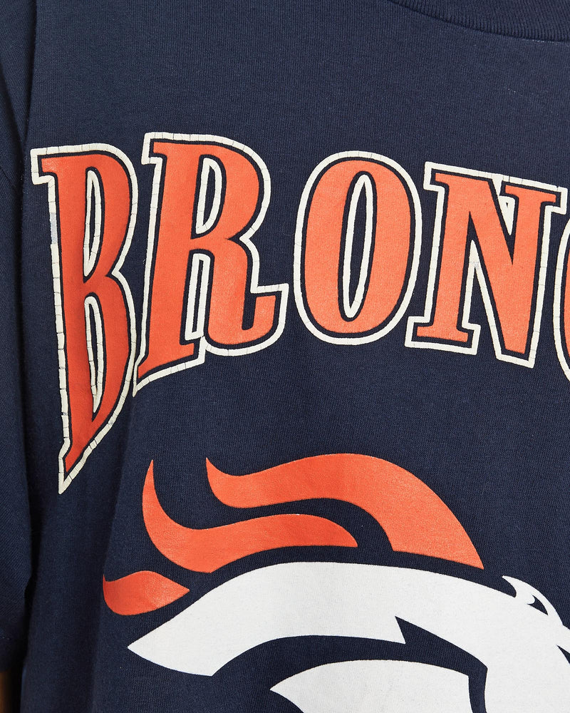 Vintage, 1997, NFL, Denver, Broncos, Cropped, Tee, The Real Deal, size small, colour Navy, newtown, sydney, australia, thrift store, opshop, preloved, secondhand, sustainable, retro, antique, 70s, 80s, 90s, 2000s, 00s, fashion, clothing, streetwear, trendy, garment, style, boutique, store, shop, archive, sale, cheap, best, top, T-Shirts
