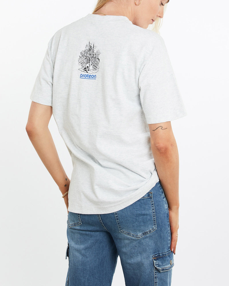 Vintage, 90s, Proteon, Tech, Tee, The Real Deal, size medium, colour Grey, newtown, sydney, australia, thrift store, opshop, preloved, secondhand, sustainable, retro, antique, 70s, 80s, 90s, 2000s, 00s, fashion, clothing, streetwear, trendy, garment, style, boutique, store, shop, archive, sale, cheap, best, top, T-Shirts