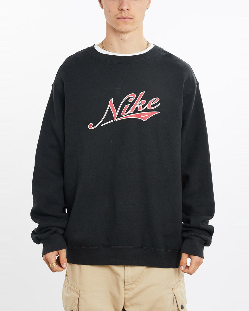Vintage, 90s, Nike, Sweatshirt, The Real Deal, size extra large, colour Black, newtown, sydney, australia, thrift store, opshop, preloved, secondhand, sustainable, retro, antique, 70s, 80s, 90s, 2000s, 00s, fashion, clothing, streetwear, trendy, garment, style, boutique, store, shop, archive, sale, cheap, best, top, Sweats and hoodies