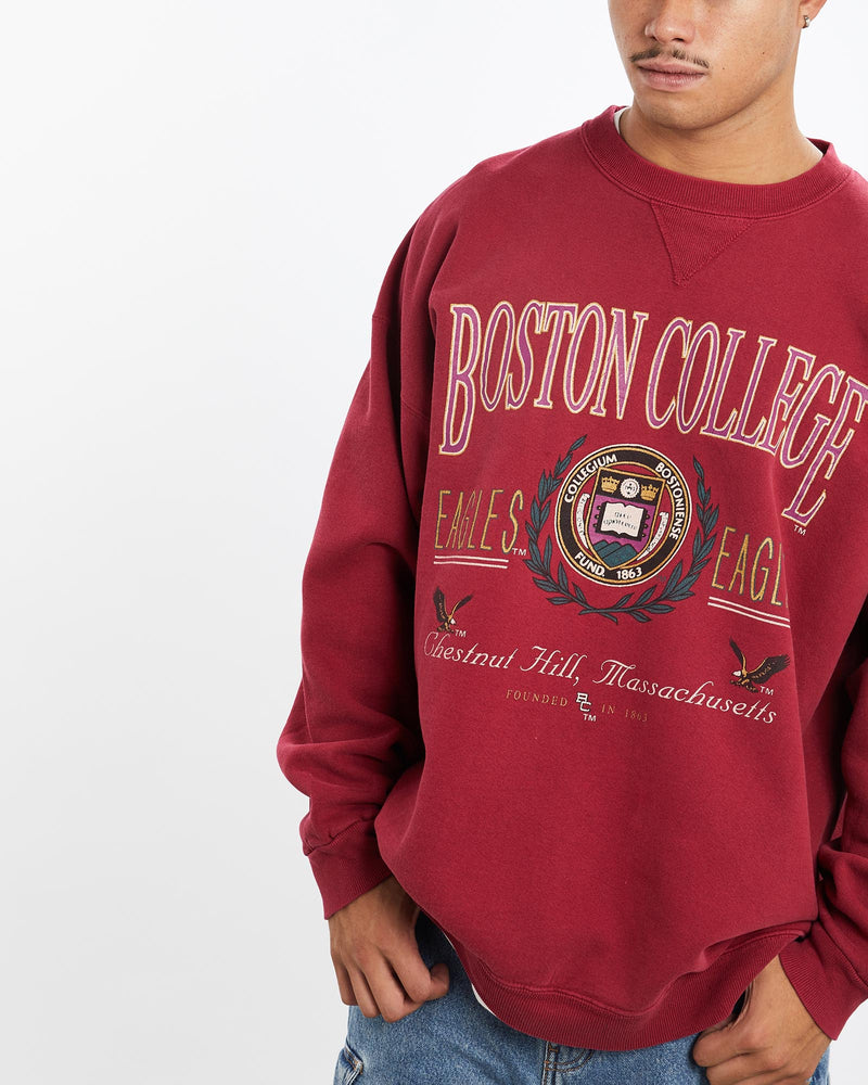Vintage, 90s, Boston, College, Eagles, Sweatshirt, The Real Deal, size extra large, colour Burgundy, newtown, sydney, australia, thrift store, opshop, preloved, secondhand, sustainable, retro, antique, 70s, 80s, 90s, 2000s, 00s, fashion, clothing, streetwear, trendy, garment, style, boutique, store, shop, archive, sale, cheap, best, top, Sweats and hoodies
