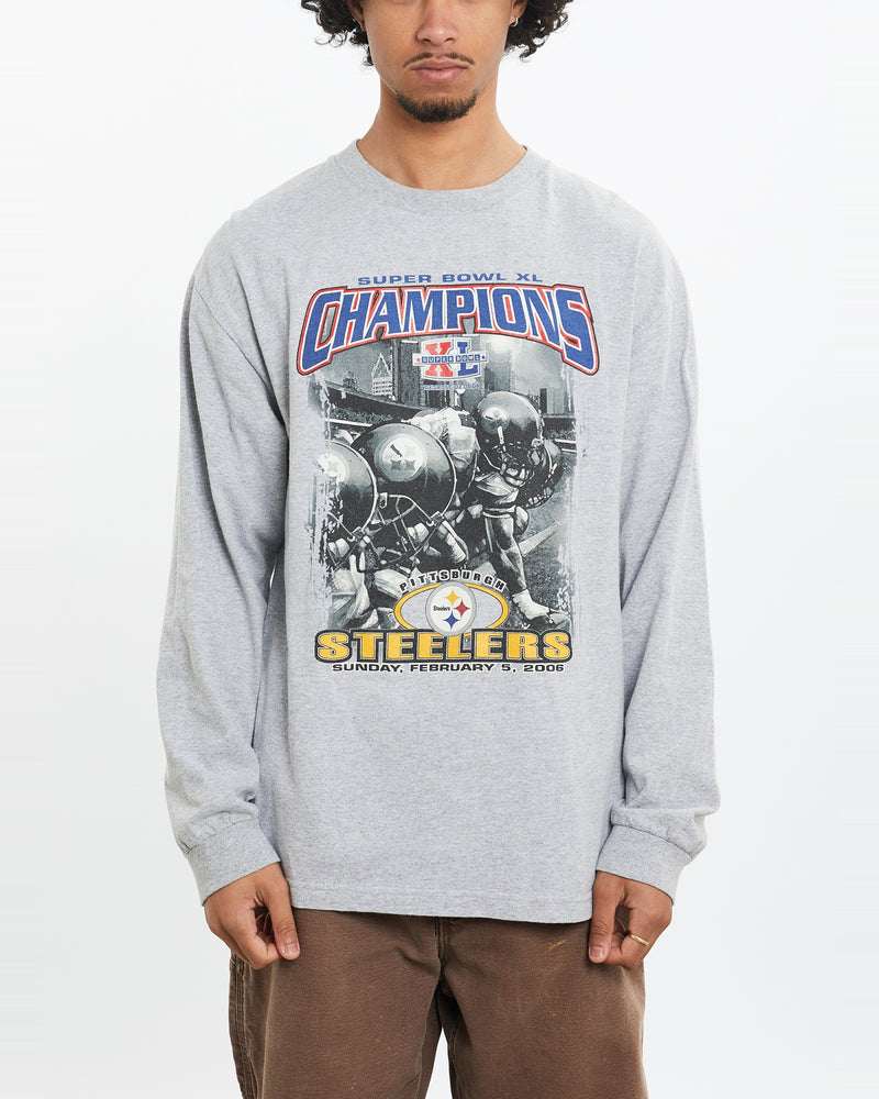 Vintage NFL Pittsburgh Steelers Long Sleeve Tee <br>L , The Real Deal , newtown, sydney, australia, thrift store, opshop, preloved, secondhand, sustainable, retro, antique, 70s, 80s, 90s, 2000s, 00s, fashion, clothing, streetwear, trendy, garment, style, boutique, store, shop, archive, sale, cheap, best, top