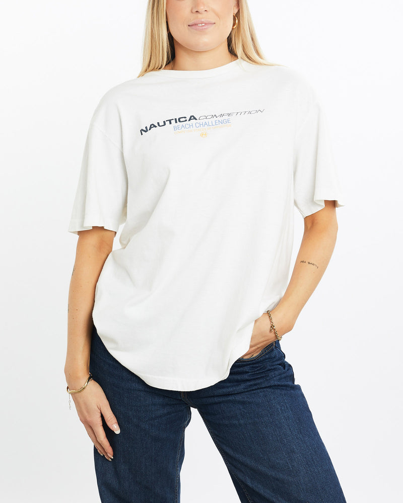 Vintage, 90s, Nautica, Competition, Beach, Volleyball', Tee, The Real Deal, size medium, colour White, newtown, sydney, australia, thrift store, opshop, preloved, secondhand, sustainable, retro, antique, 70s, 80s, 90s, 2000s, 00s, fashion, clothing, streetwear, trendy, garment, style, boutique, store, shop, archive, sale, cheap, best, top, T-Shirts