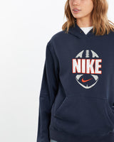 Vintage, Nike, Football, Hooded, Sweatshirt, The Real Deal, size medium, colour Navy, newtown, sydney, australia, thrift store, opshop, preloved, secondhand, sustainable, retro, antique, 70s, 80s, 90s, 2000s, 00s, fashion, clothing, streetwear, trendy, garment, style, boutique, store, shop, archive, sale, cheap, best, top, Sweats and hoodies
