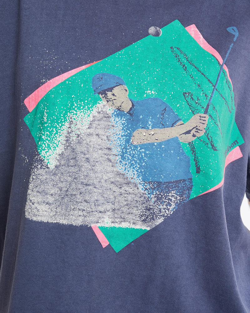 Vintage, 90s, Wilson, Golf, Tee, The Real Deal, size medium, colour Blue, newtown, sydney, australia, thrift store, opshop, preloved, secondhand, sustainable, retro, antique, 70s, 80s, 90s, 2000s, 00s, fashion, clothing, streetwear, trendy, garment, style, boutique, store, shop, archive, sale, cheap, best, top, T-Shirts