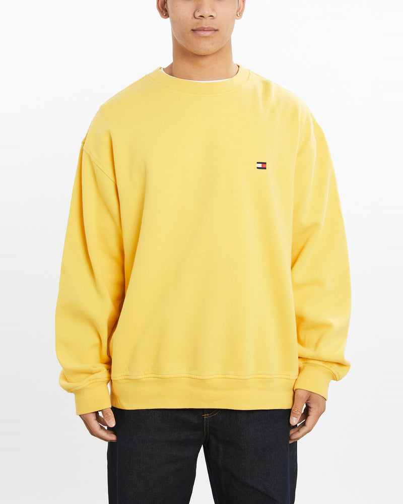 Vintage, 90s, Tommy, Hilfiger, Sweatshirt, The Real Deal, size extra large, colour Yellow, newtown, sydney, australia, thrift store, opshop, preloved, secondhand, sustainable, retro, antique, 70s, 80s, 90s, 2000s, 00s, fashion, clothing, streetwear, trendy, garment, style, boutique, store, shop, archive, sale, cheap, best, top, Sweats and hoodies