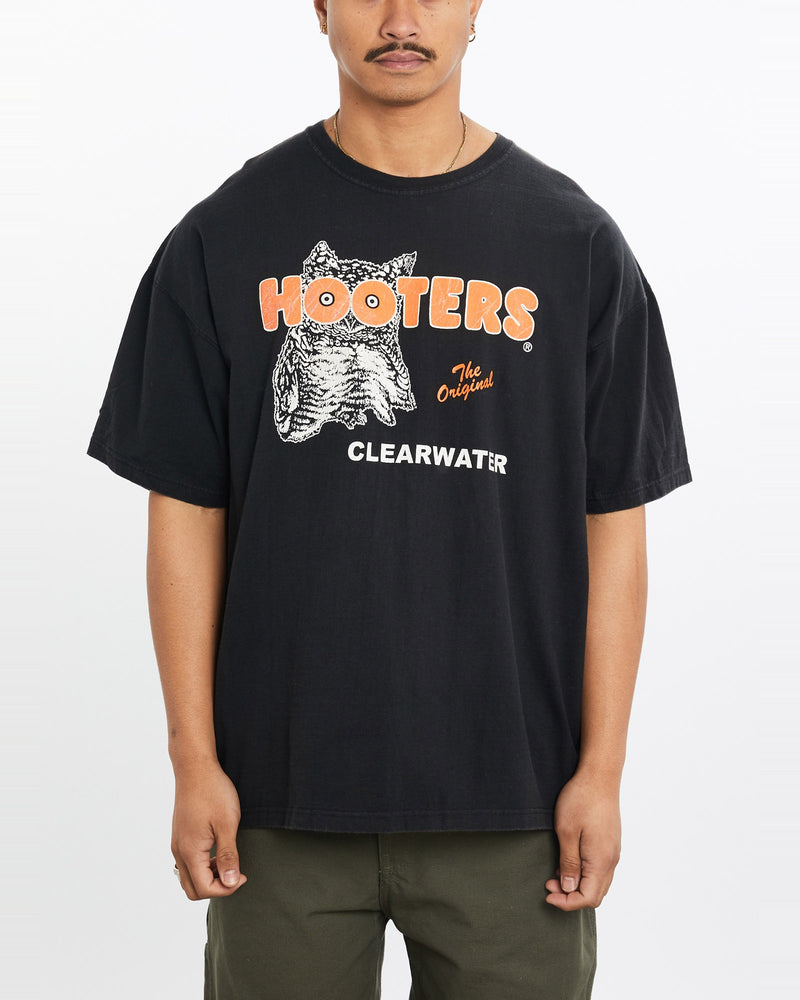 Vintage, 90s, Hooters, Tee, The Real Deal, size large, colour Black, newtown, sydney, australia, thrift store, opshop, preloved, secondhand, sustainable, retro, antique, 70s, 80s, 90s, 2000s, 00s, fashion, clothing, streetwear, trendy, garment, style, boutique, store, shop, archive, sale, cheap, best, top, T-Shirts