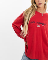 Vintage, 90s, Ralph, Lauren, Polo, Sport, Long, Sleeve, Tee, The Real Deal, size medium, colour Red, newtown, sydney, australia, thrift store, opshop, preloved, secondhand, sustainable, retro, antique, 70s, 80s, 90s, 2000s, 00s, fashion, clothing, streetwear, trendy, garment, style, boutique, store, shop, archive, sale, cheap, best, top, T-Shirts