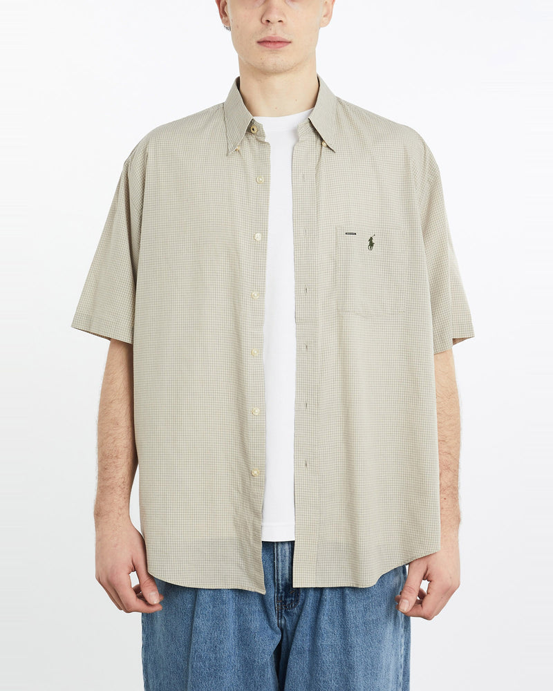 Vintage, 90s, Polo, Ralph, Lauren, Short, Sleeve, Button, Up, Shirt, The Real Deal, size extra large, colour Beige, newtown, sydney, australia, thrift store, opshop, preloved, secondhand, sustainable, retro, antique, 70s, 80s, 90s, 2000s, 00s, fashion, clothing, streetwear, trendy, garment, style, boutique, store, shop, archive, sale, cheap, best, top, Shirts