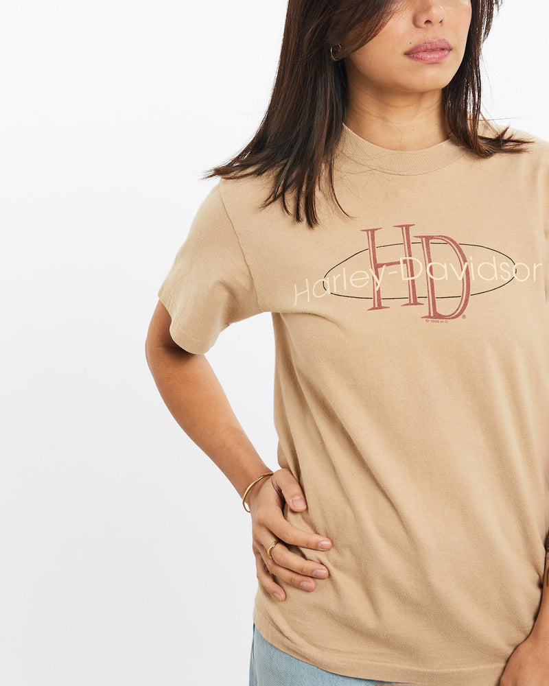 Vintage, 1996, Harley, Davidson, Tee, The Real Deal, size double extra small, colour Brown, newtown, sydney, australia, thrift store, opshop, preloved, secondhand, sustainable, retro, antique, 70s, 80s, 90s, 2000s, 00s, fashion, clothing, streetwear, trendy, garment, style, boutique, store, shop, archive, sale, cheap, best, top, T-Shirts