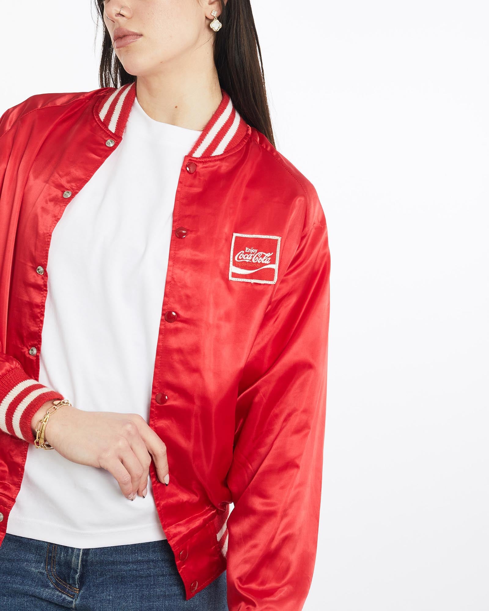 Vintage 80s Coca Cola Satin Bomber Jacket M - The Real Deal