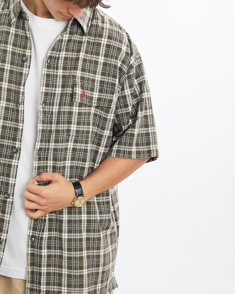 Vintage, 90s, Polo, Ralph, Lauren, Short, Sleeve, Button, Up, Shirt, The Real Deal, size extra large, colour Brown, newtown, sydney, australia, thrift store, opshop, preloved, secondhand, sustainable, retro, antique, 70s, 80s, 90s, 2000s, 00s, fashion, clothing, streetwear, trendy, garment, style, boutique, store, shop, archive, sale, cheap, best, top, Shirts