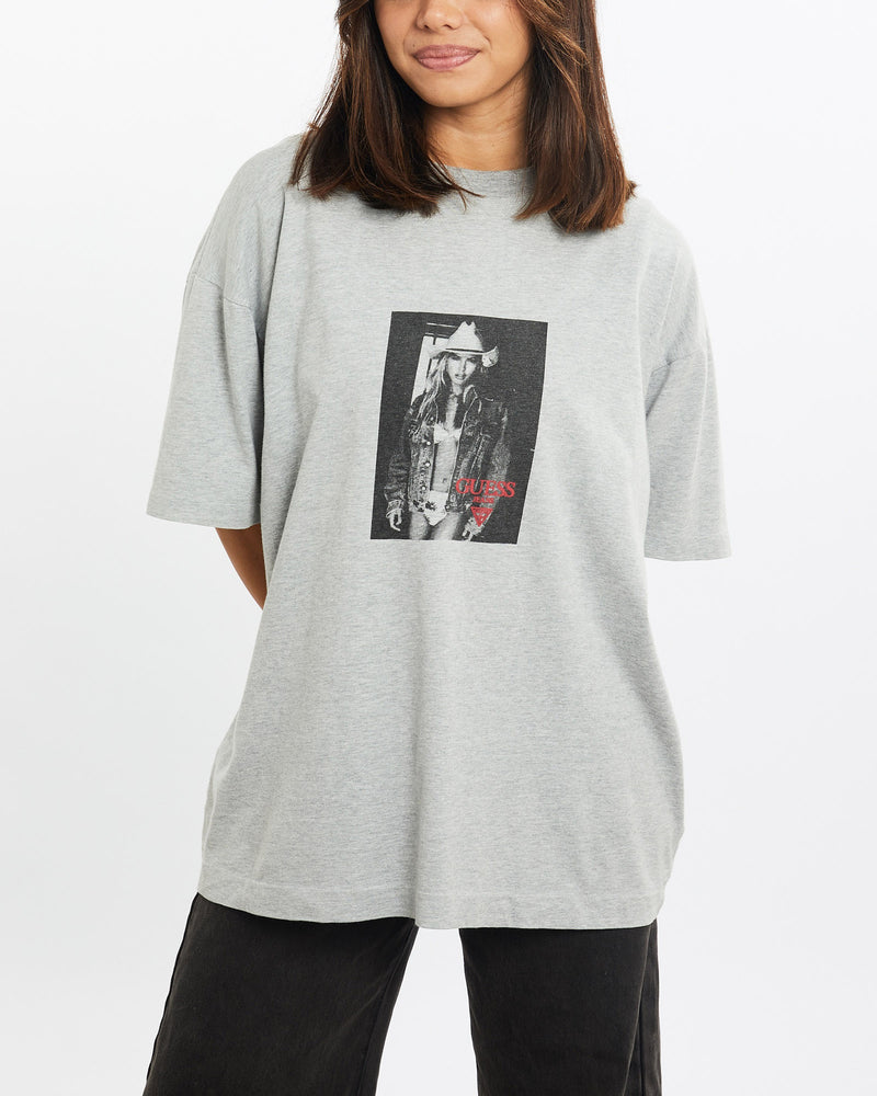 Vintage, 1995, Guess, Jeans, USA, "Valeria, Mazza, by, Dewey, Nicks", Tee, The Real Deal, size small, colour Black, newtown, sydney, australia, thrift store, opshop, preloved, secondhand, sustainable, retro, antique, 70s, 80s, 90s, 2000s, 00s, fashion, clothing, streetwear, trendy, garment, style, boutique, store, shop, archive, sale, cheap, best, top, T-Shirts