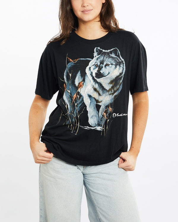 Vintage, 80s, Wolf, Wildlife, Tee, The Real Deal, size medium, colour Black, newtown, sydney, australia, thrift store, opshop, preloved, secondhand, sustainable, retro, antique, 70s, 80s, 90s, 2000s, 00s, fashion, clothing, streetwear, trendy, garment, style, boutique, store, shop, archive, sale, cheap, best, top, T-Shirts