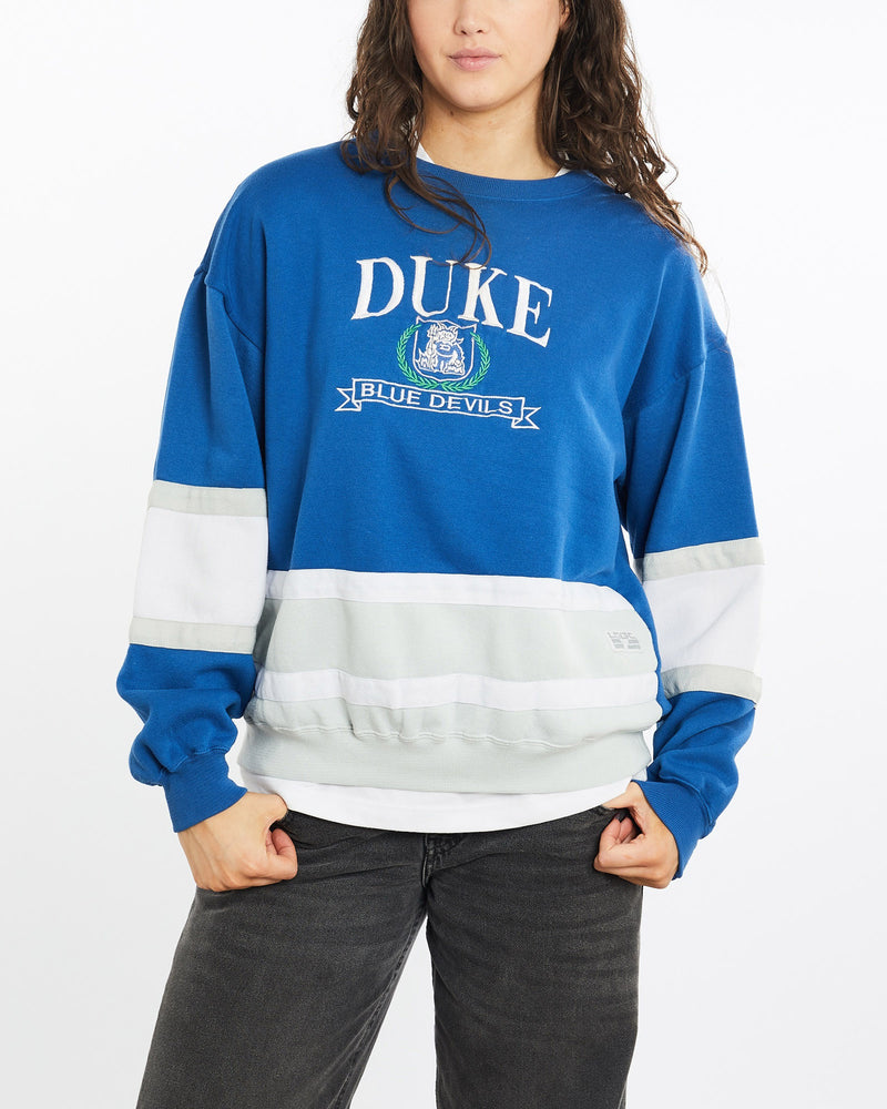 Vintage, 90s, NCAA, Duke, Blue, Devils, Sweatshirt, The Real Deal, size medium, colour Blue, newtown, sydney, australia, thrift store, opshop, preloved, secondhand, sustainable, retro, antique, 70s, 80s, 90s, 2000s, 00s, fashion, clothing, streetwear, trendy, garment, style, boutique, store, shop, archive, sale, cheap, best, top, Sweats and hoodies
