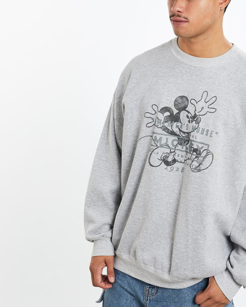 Vintage, 90s, Disney, Mickey, Mouse, Sweatshirt, The Real Deal, size extra large, colour Grey, newtown, sydney, australia, thrift store, opshop, preloved, secondhand, sustainable, retro, antique, 70s, 80s, 90s, 2000s, 00s, fashion, clothing, streetwear, trendy, garment, style, boutique, store, shop, archive, sale, cheap, best, top, Sweats and hoodies
