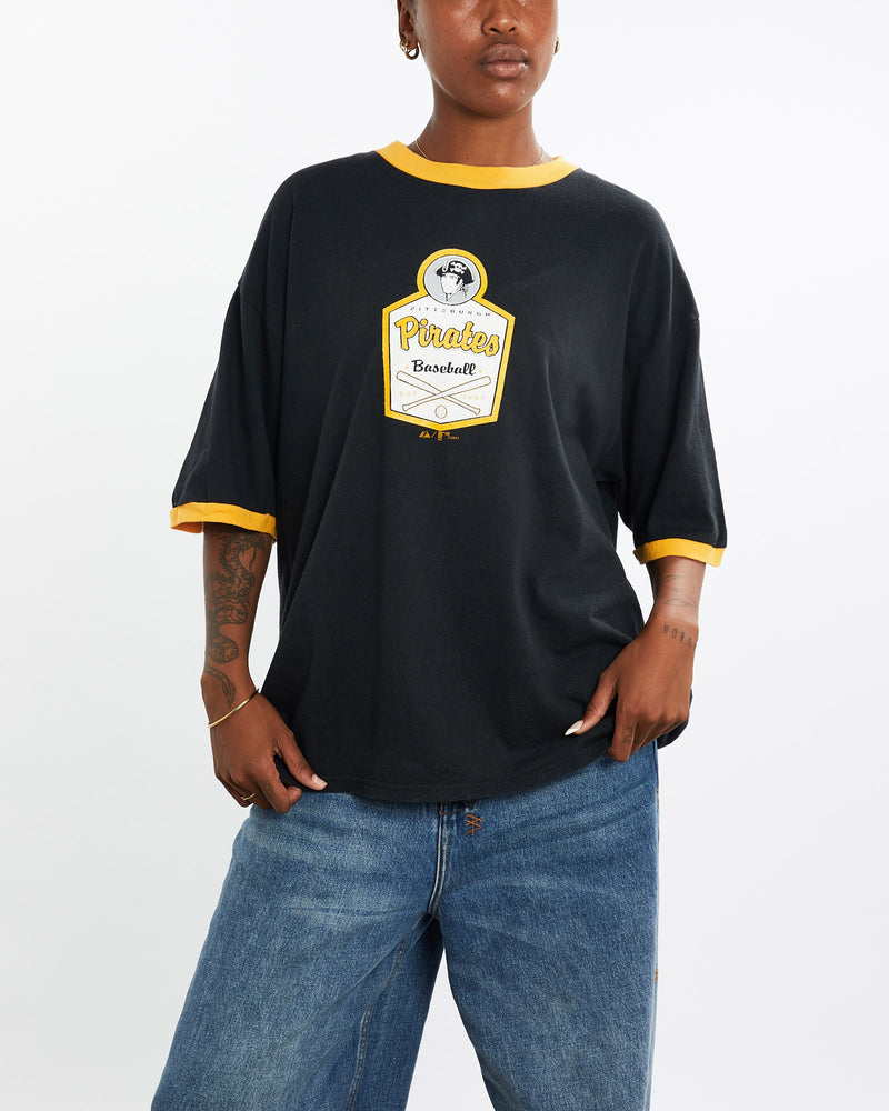 Vintage, MLB, Pittsburgh, Pirates, Tee, The Real Deal, size large, colour Black, newtown, sydney, australia, thrift store, opshop, preloved, secondhand, sustainable, retro, antique, 70s, 80s, 90s, 2000s, 00s, fashion, clothing, streetwear, trendy, garment, style, boutique, store, shop, archive, sale, cheap, best, top, T-Shirts