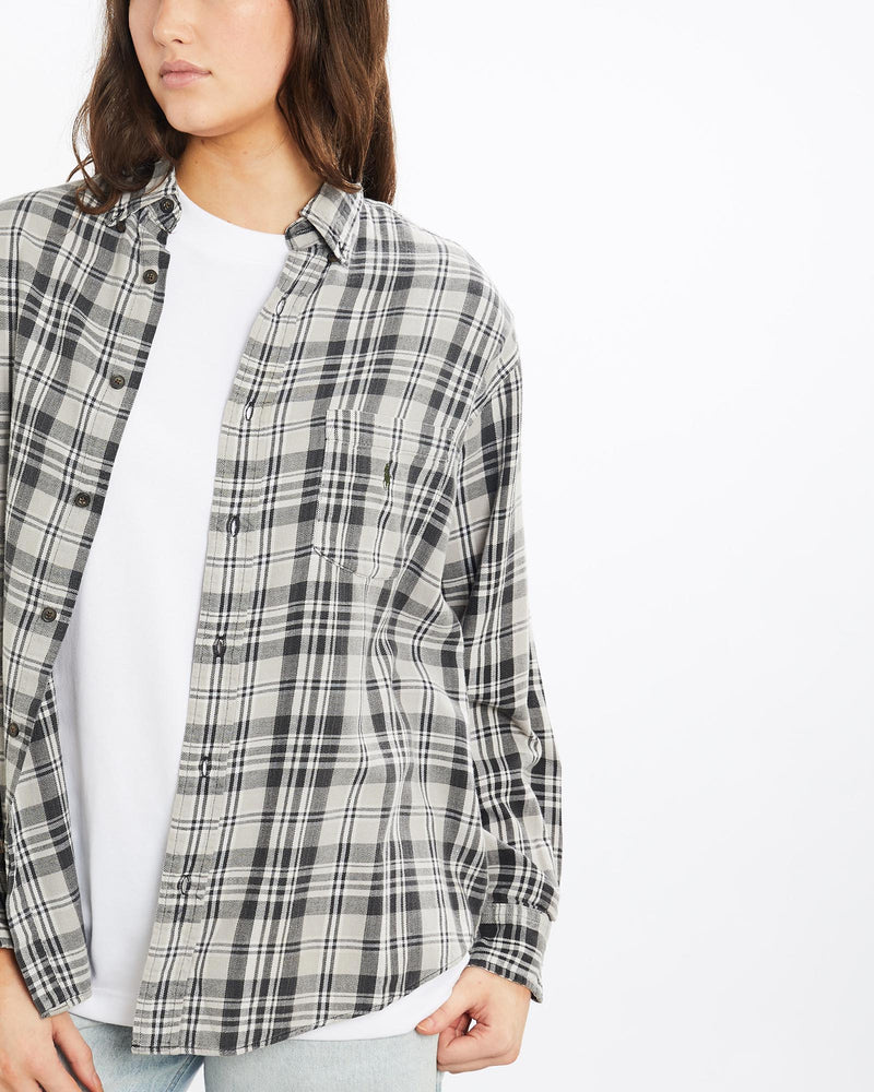 Vintage, 90s, Polo, Ralph, Lauren, Flannelette, Button, Up, Shirt, The Real Deal, size medium, colour Grey, newtown, sydney, australia, thrift store, opshop, preloved, secondhand, sustainable, retro, antique, 70s, 80s, 90s, 2000s, 00s, fashion, clothing, streetwear, trendy, garment, style, boutique, store, shop, archive, sale, cheap, best, top, Shirts