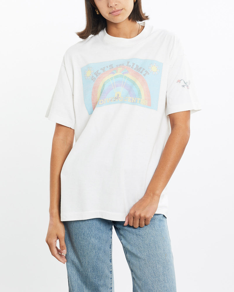 Vintage, 90s, Skydiving, Center, Tee, The Real Deal, size small, colour White, newtown, sydney, australia, thrift store, opshop, preloved, secondhand, sustainable, retro, antique, 70s, 80s, 90s, 2000s, 00s, fashion, clothing, streetwear, trendy, garment, style, boutique, store, shop, archive, sale, cheap, best, top, T-Shirts