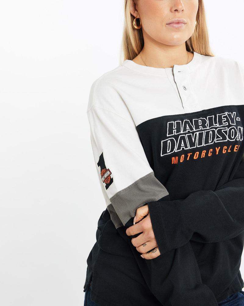 Vintage, Harley, Davidson, Long, Sleeve, Tee, The Real Deal, size medium, colour Multicolour, newtown, sydney, australia, thrift store, opshop, preloved, secondhand, sustainable, retro, antique, 70s, 80s, 90s, 2000s, 00s, fashion, clothing, streetwear, trendy, garment, style, boutique, store, shop, archive, sale, cheap, best, top, T-Shirts