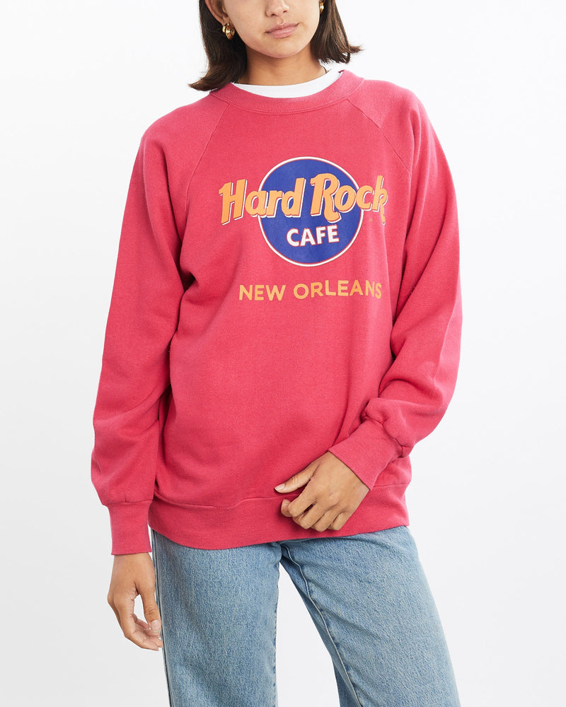 Vintage, 90s, Hard, Rock, Cafe, Sweatshirt, The Real Deal, size small, colour Pink, newtown, sydney, australia, thrift store, opshop, preloved, secondhand, sustainable, retro, antique, 70s, 80s, 90s, 2000s, 00s, fashion, clothing, streetwear, trendy, garment, style, boutique, store, shop, archive, sale, cheap, best, top, Sweats and hoodies