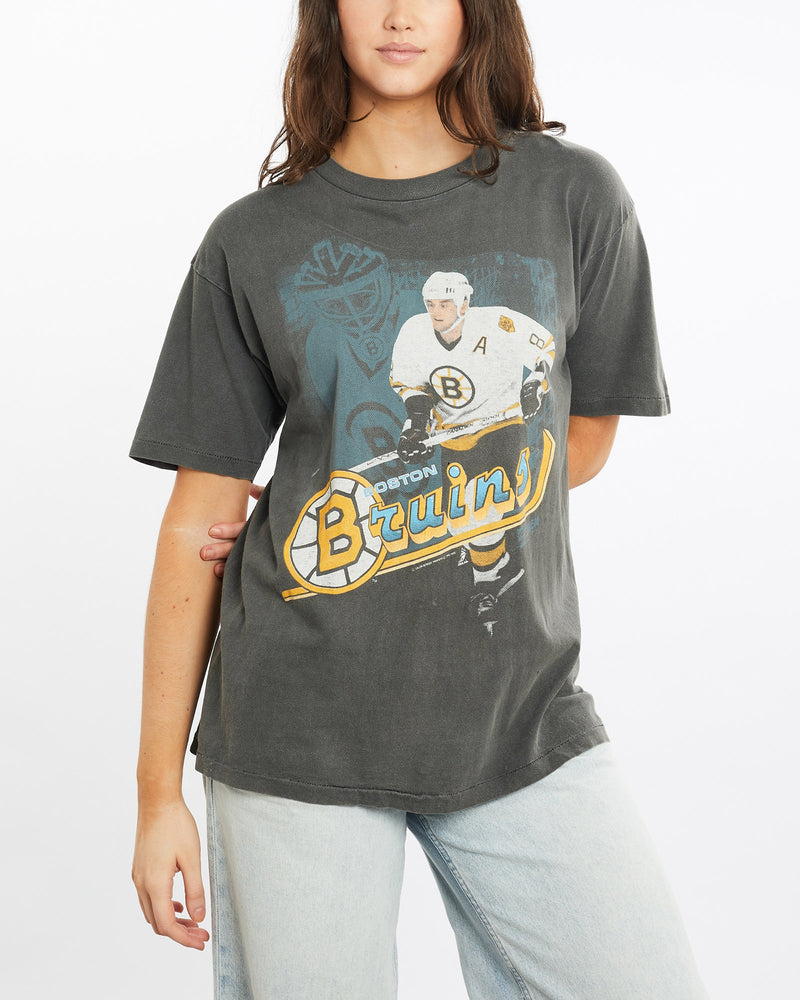 Vintage, 1990, NHL, Boston, Bruins, Tee, The Real Deal, size medium, colour Grey, newtown, sydney, australia, thrift store, opshop, preloved, secondhand, sustainable, retro, antique, 70s, 80s, 90s, 2000s, 00s, fashion, clothing, streetwear, trendy, garment, style, boutique, store, shop, archive, sale, cheap, best, top, T-Shirts