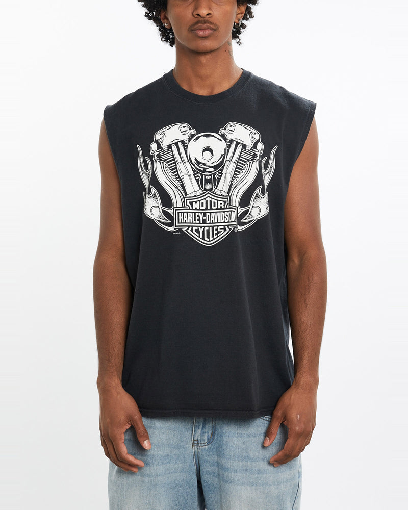 Harley, Davidson, Tank, The Real Deal, size large, colour Black, newtown, sydney, australia, thrift store, opshop, preloved, secondhand, sustainable, retro, antique, 70s, 80s, 90s, 2000s, 00s, fashion, clothing, streetwear, trendy, garment, style, boutique, store, shop, archive, sale, cheap, best, top, T-Shirts