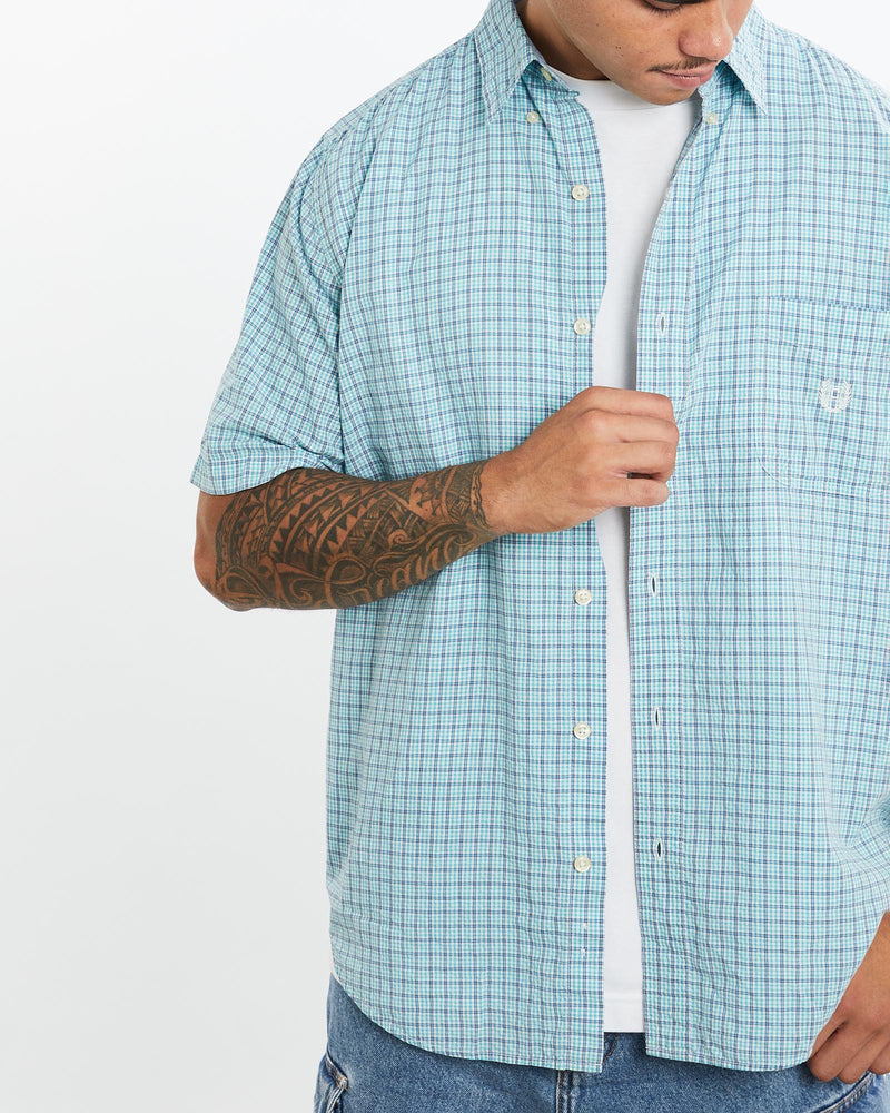 Vintage, 90s, Chaps, Ralph, Lauren, Short, Sleeve, Button, Up, Shirt, The Real Deal, size extra large, colour Blue, newtown, sydney, australia, thrift store, opshop, preloved, secondhand, sustainable, retro, antique, 70s, 80s, 90s, 2000s, 00s, fashion, clothing, streetwear, trendy, garment, style, boutique, store, shop, archive, sale, cheap, best, top, Shirts