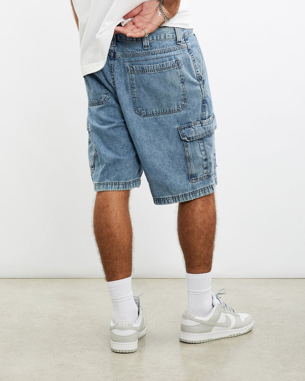 Vintage, Wrangler, Denim, Cargo, Shorts, The Real Deal, size 36", colour Blue, newtown, sydney, australia, thrift store, opshop, preloved, secondhand, sustainable, retro, antique, 70s, 80s, 90s, 2000s, 00s, fashion, clothing, streetwear, trendy, garment, style, boutique, store, shop, archive, sale, cheap, best, top, Shorts