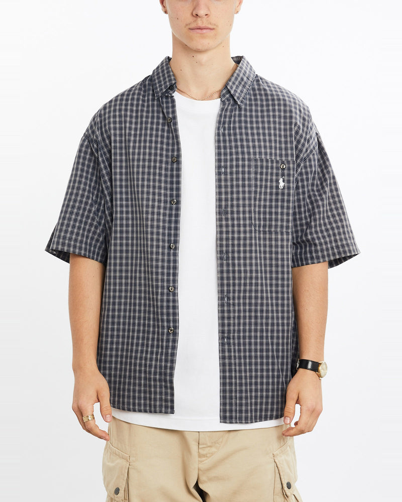 Vintage, 90s, Polo, Ralph, Lauren, Short, Sleeve, Button, Up, Shirt, The Real Deal, size large, colour Blue, newtown, sydney, australia, thrift store, opshop, preloved, secondhand, sustainable, retro, antique, 70s, 80s, 90s, 2000s, 00s, fashion, clothing, streetwear, trendy, garment, style, boutique, store, shop, archive, sale, cheap, best, top, Shirts